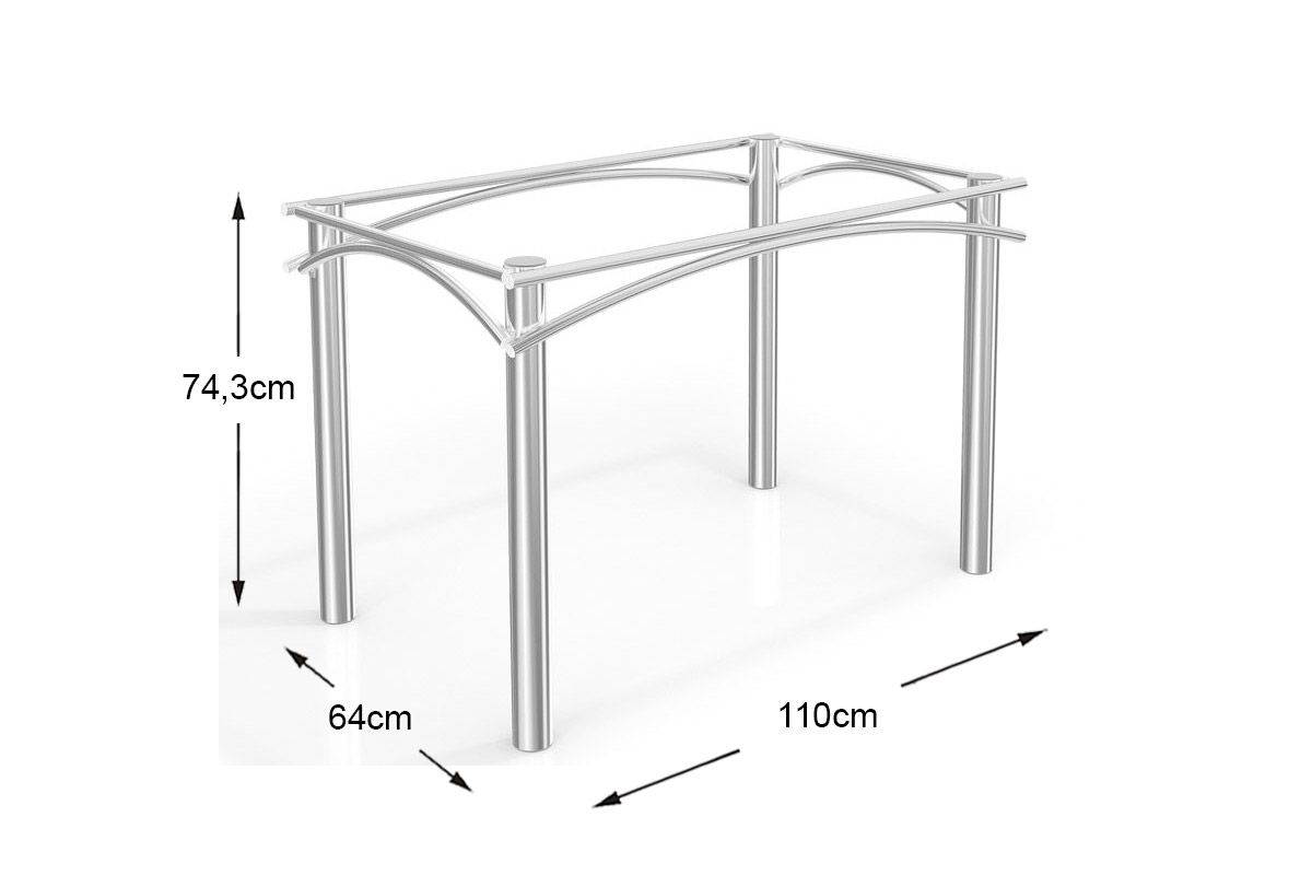 Sala de Jantar Completa Elba Aço c/ Tampo Vidro 140x80cm e 4 Cadeiras  Nápoles - Kappesberg